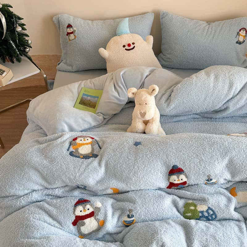 Milk fiber fleece bedding set, teddy look, various sizes