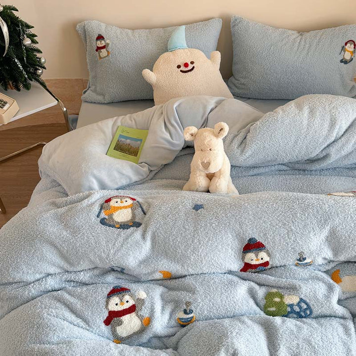 Milk fiber fleece bedding set, teddy look, various sizes