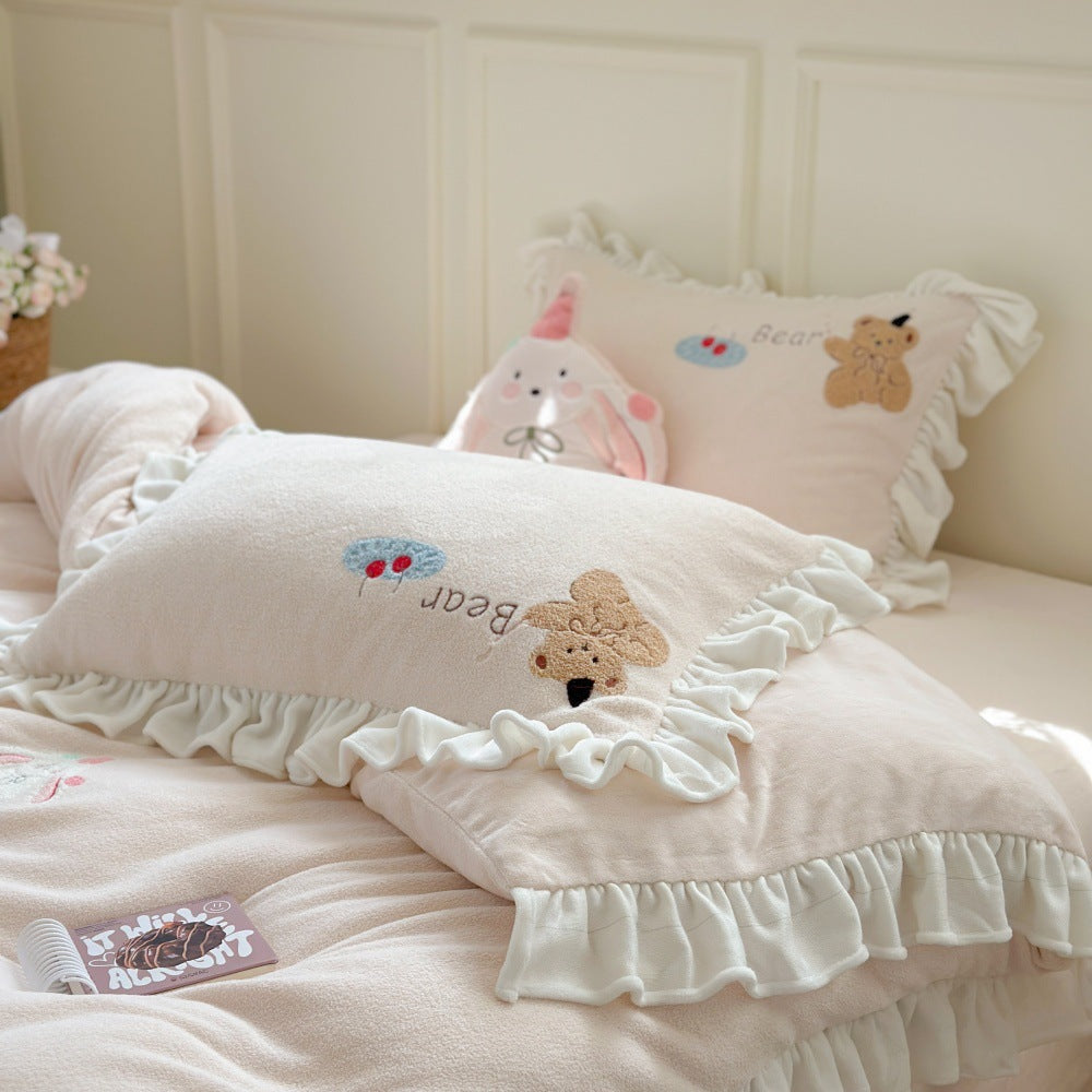 Playful children's bedding set, milk fiber fleece, soft