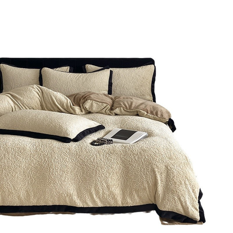 Milk fleece bedding set, French style, winter