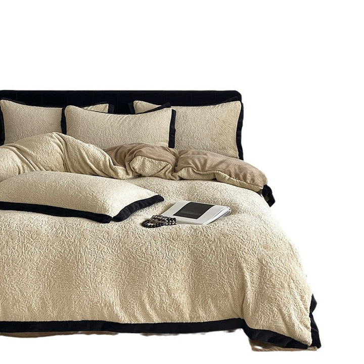 Milk fleece bedding set, French style, winter