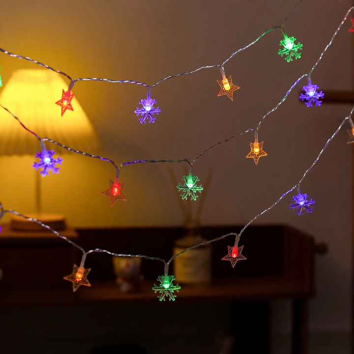 LED string lights with star and moon motifs