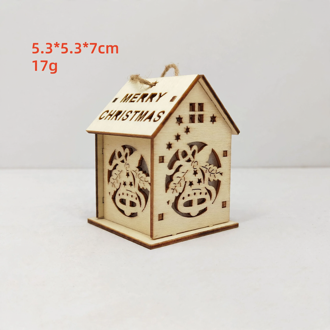 Handcrafted Christmas wooden house as decoration