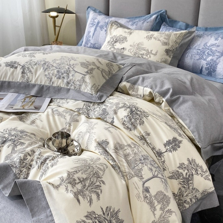 Cotton duvet cover set, brushed, European style