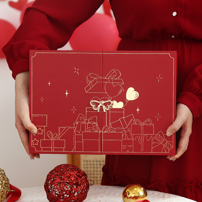 Advent calendar gift box, 24 compartments, with gold embossing
