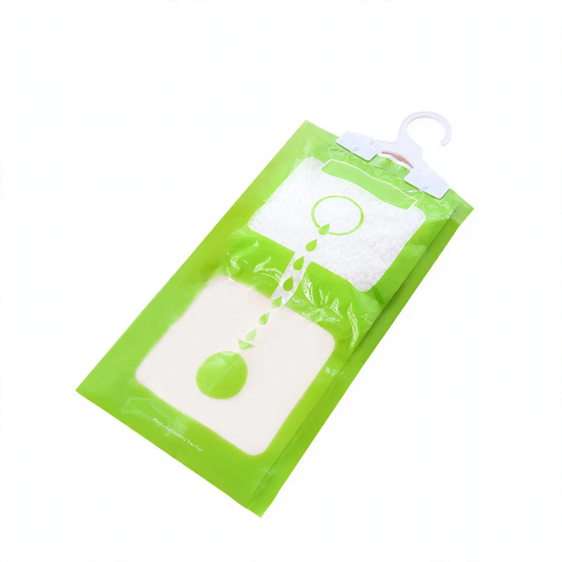Hanging dehumidifying bag for wardrobes