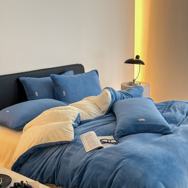Milk fiber bedding set, solid colors, 4-piece