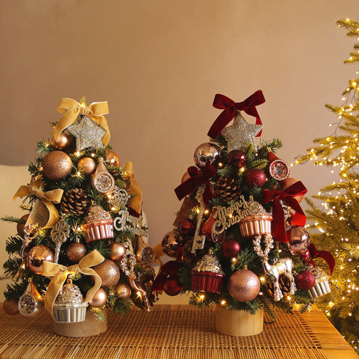 Mini Christmas Tree Set with Reindeer Decor, 45/60 cm