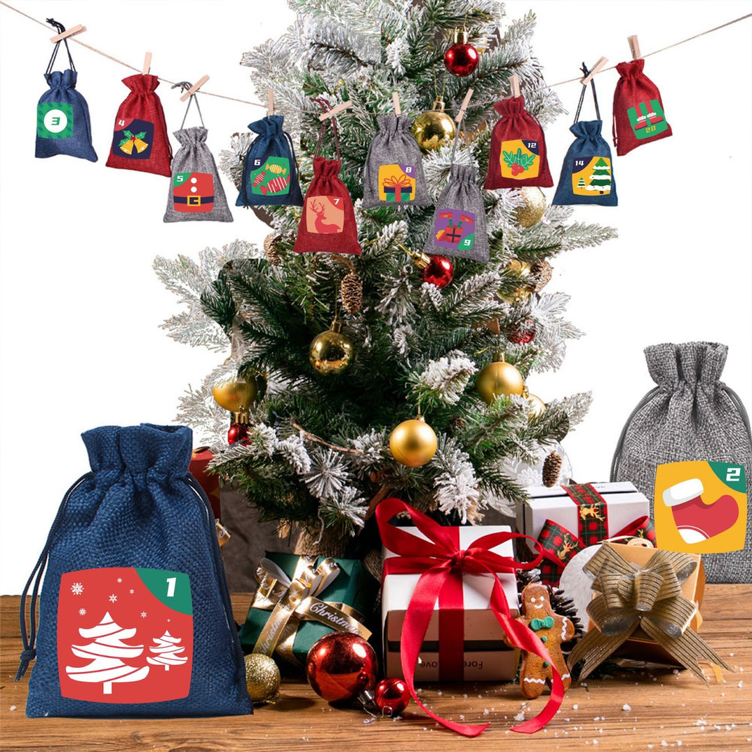 Christmas Advent Calendar Stickers, Set of 24