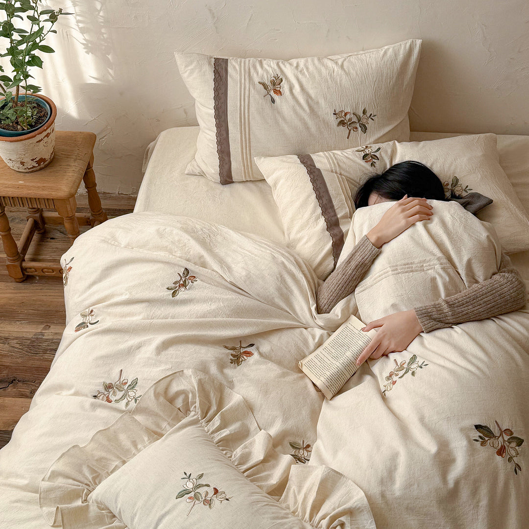 Cotton bedding set, country house style, floral pattern