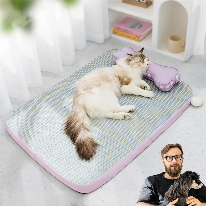 Cooling pet lounge bed with backrest