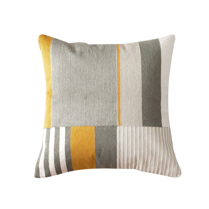 Embroidered cushion cover with stripe pattern, 45×45 cm