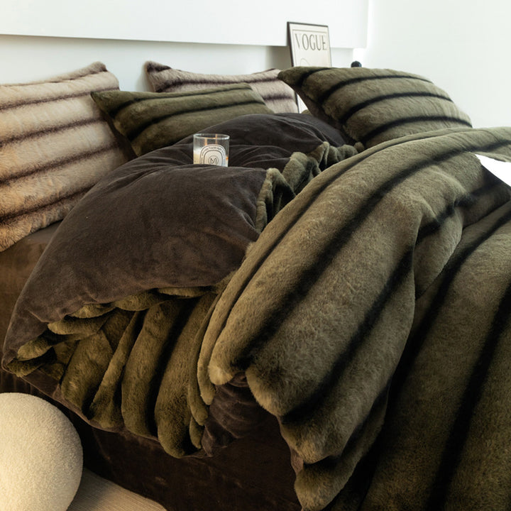 Winter bedding set made of milk fiber fleece, extra thick
