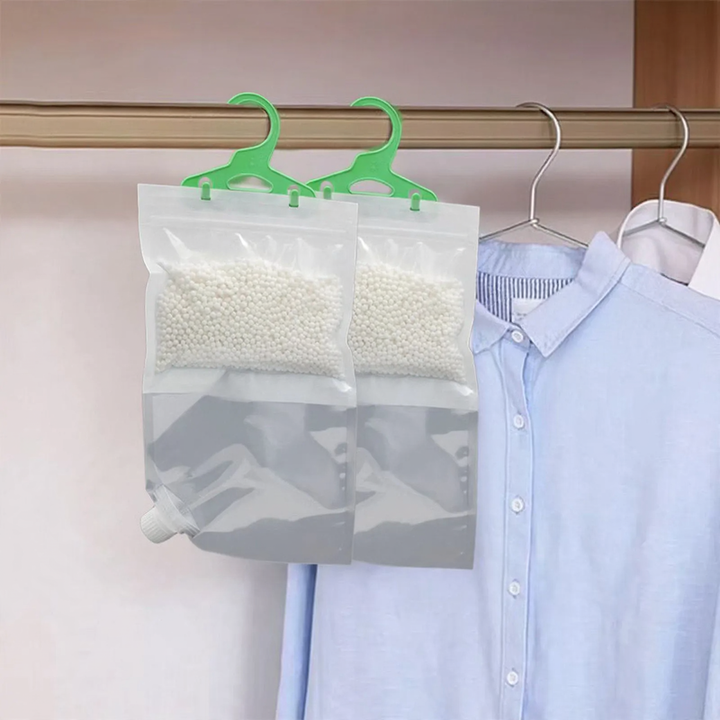 Reusable moisture absorber to hang