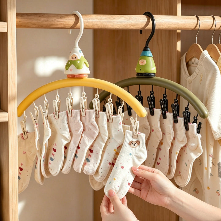 Cartoon clothes dryer with clips