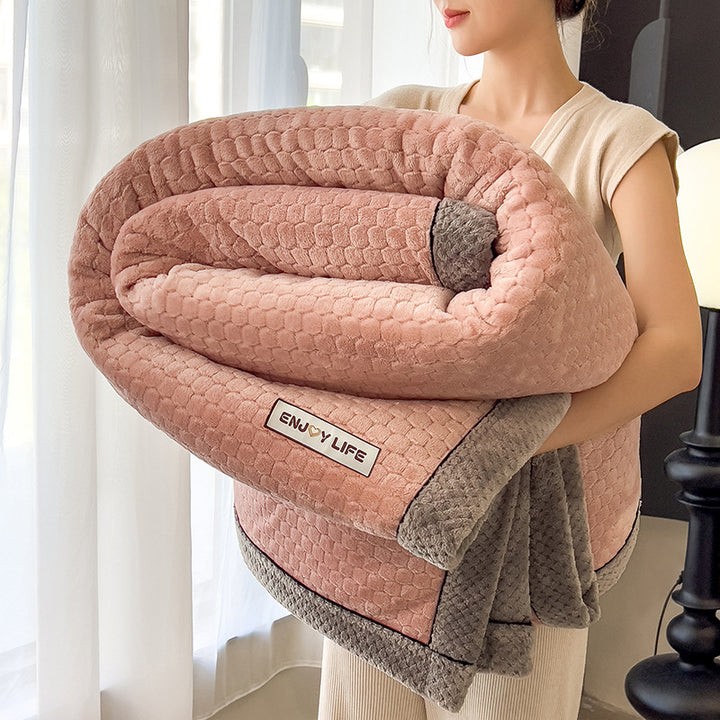 Double-sided milk fiber fleece blanket, warm and fluffy