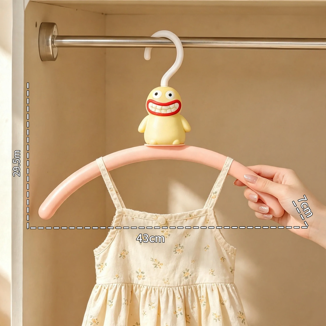 Plastic clothes hanger with monster design