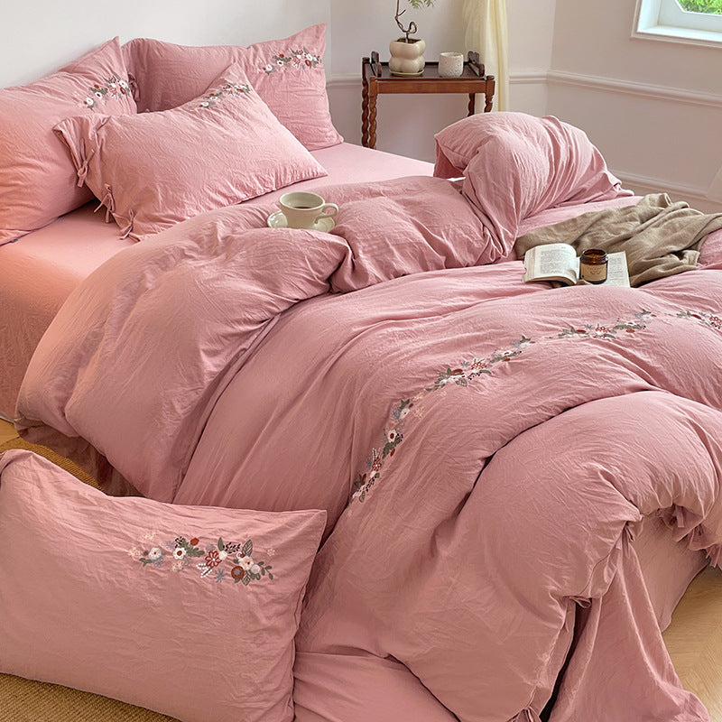 Bedding set, 4-piece, linen-cotton, autumn