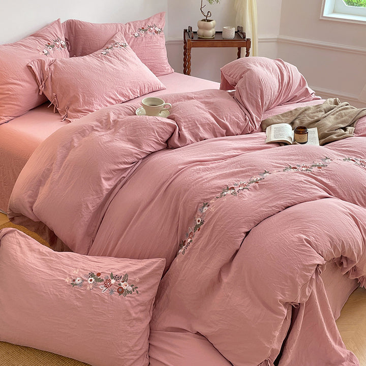 Bedding set, 4-piece, linen-cotton, autumn