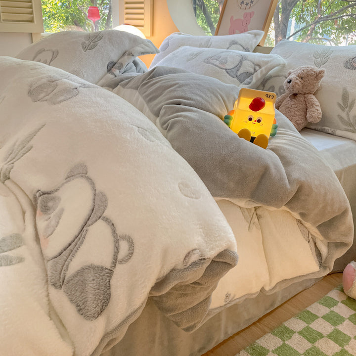 Winter bedding set made of milk fiber fleece, warm and soft