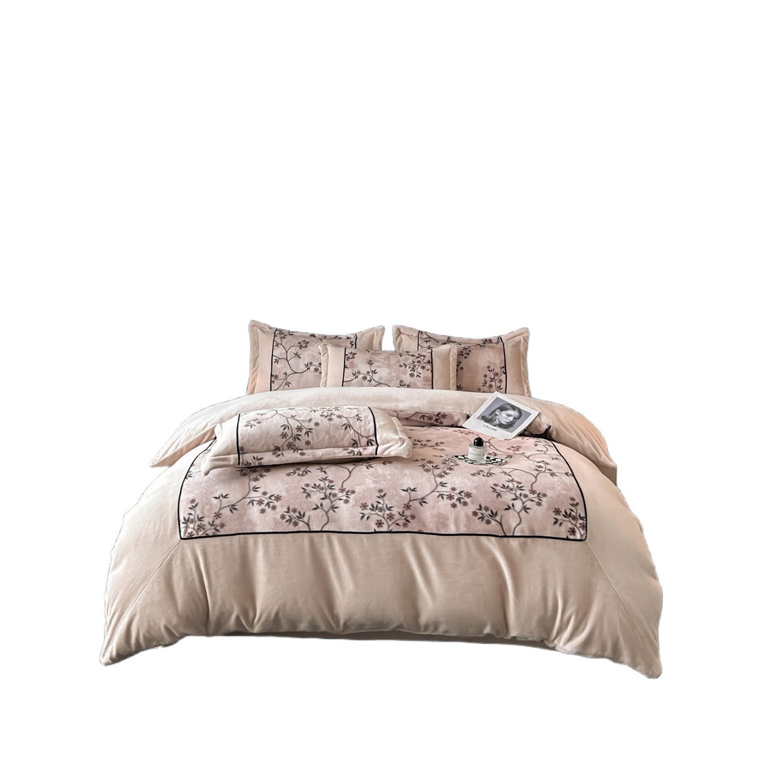 Milk fiber fleece bedding set, French luxury style