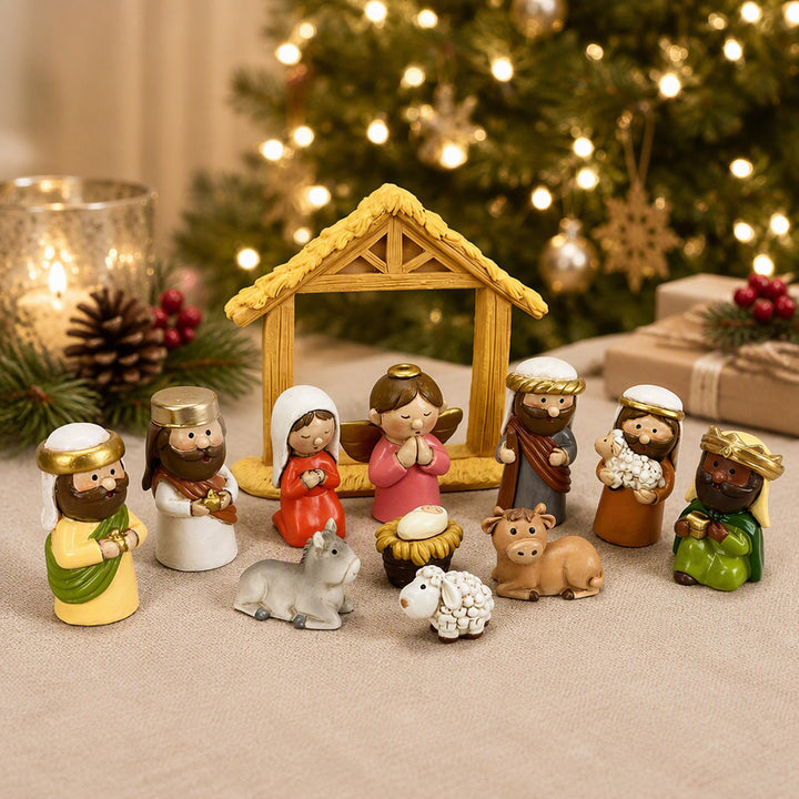 Christmas Nativity Figures Set, Cartoon Style