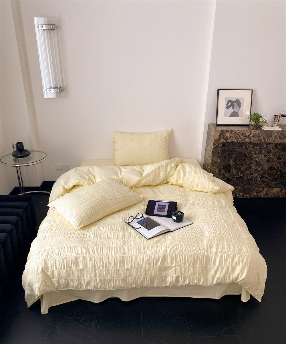 Seersucker bedding set made of cotton, solid color