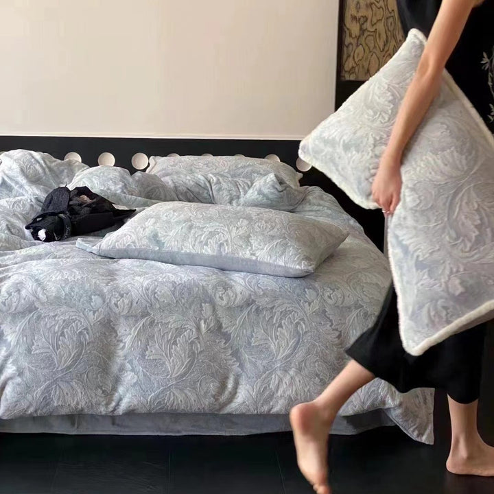 Warm milk fiber fleece bedding set for winter