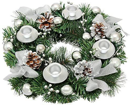 Christmas Advent wreath with red ribbon, 30 cm
