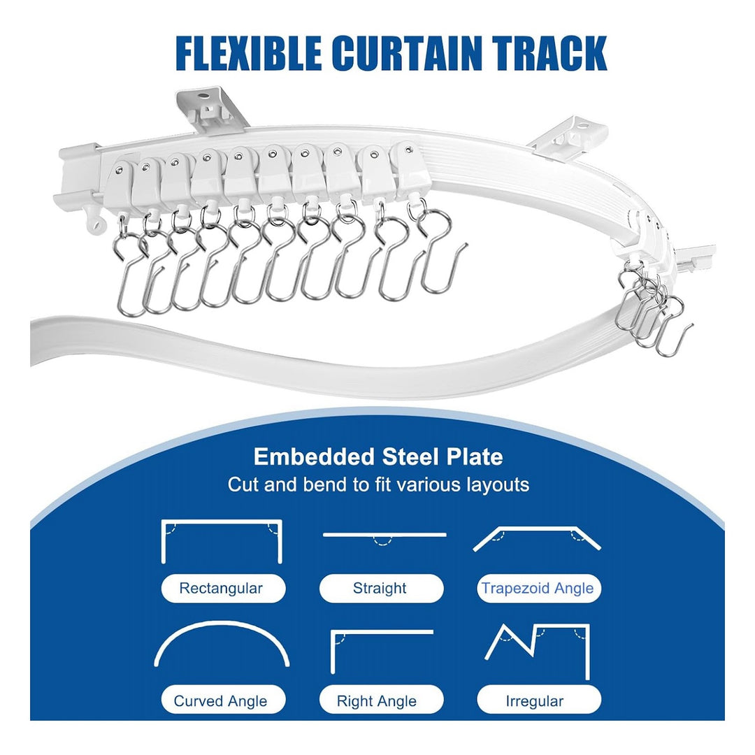 Flexible curtain rail, 5 m, PVC, white