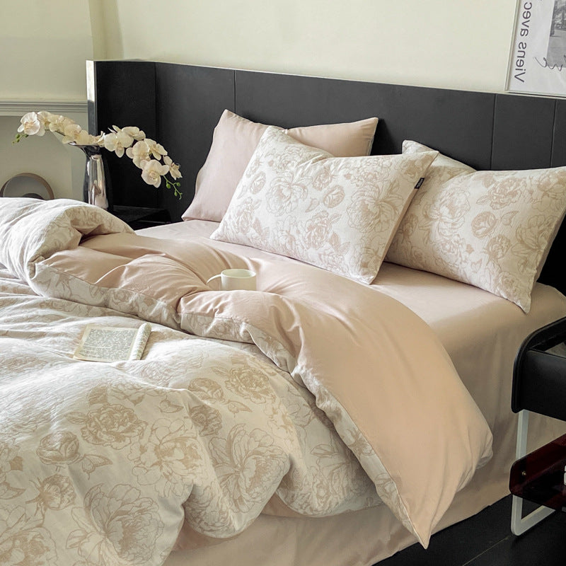 Washed-Cotton bed set, 3–4 pieces, hypoallergenic
