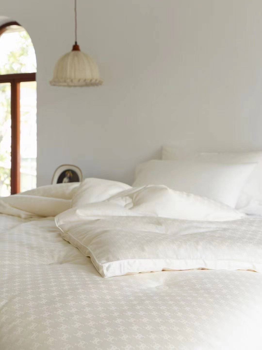 Cotton-silk duvet with Jacquard weaving