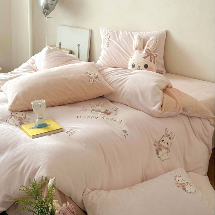 Milk fiber bedding with cartoon design