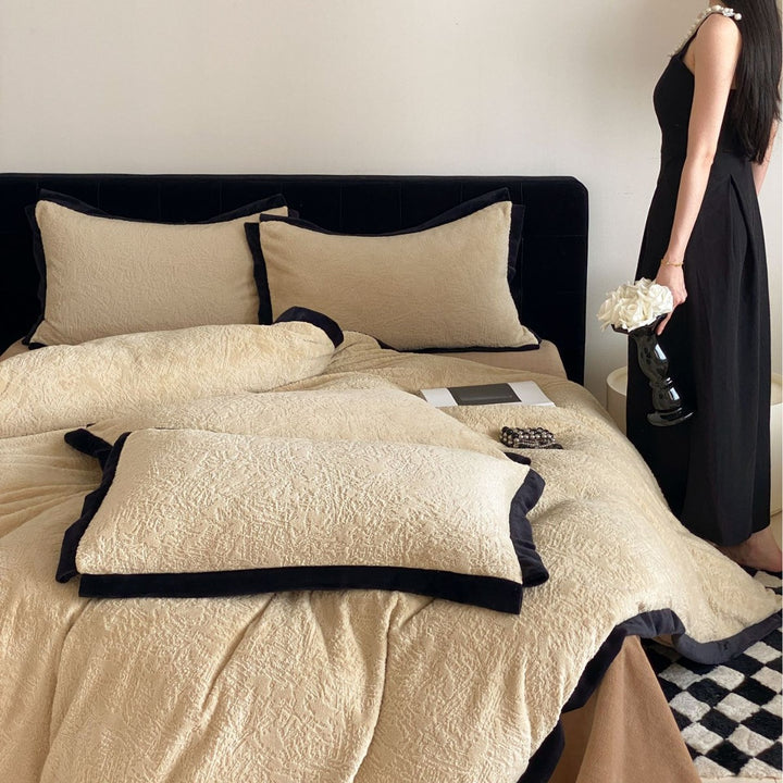 Milk fleece bedding set, French style, winter