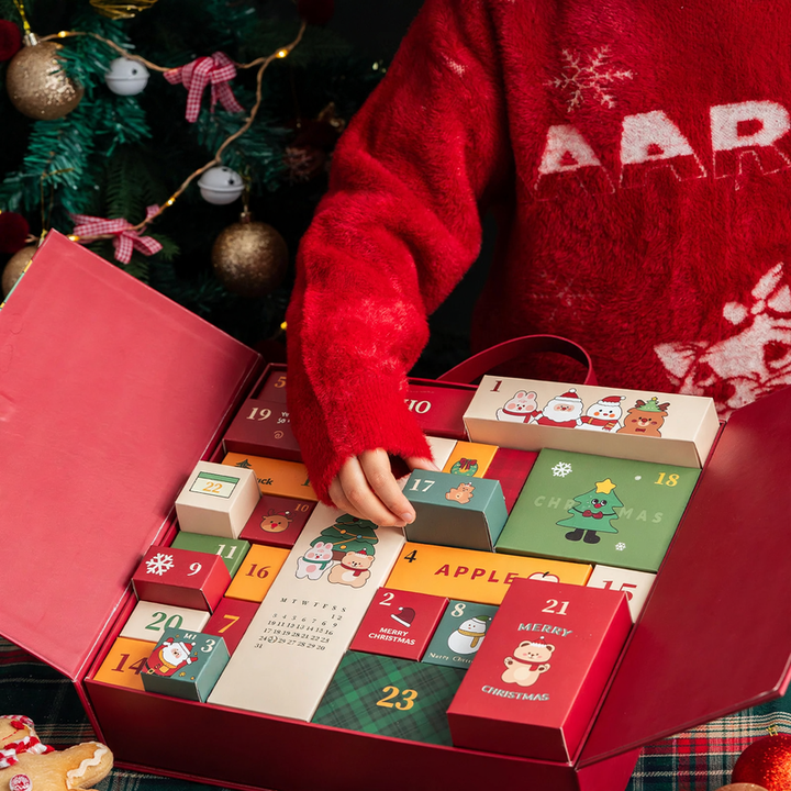 Christmas Advent Calendar Gift Box, 24 Compartments, Fabric