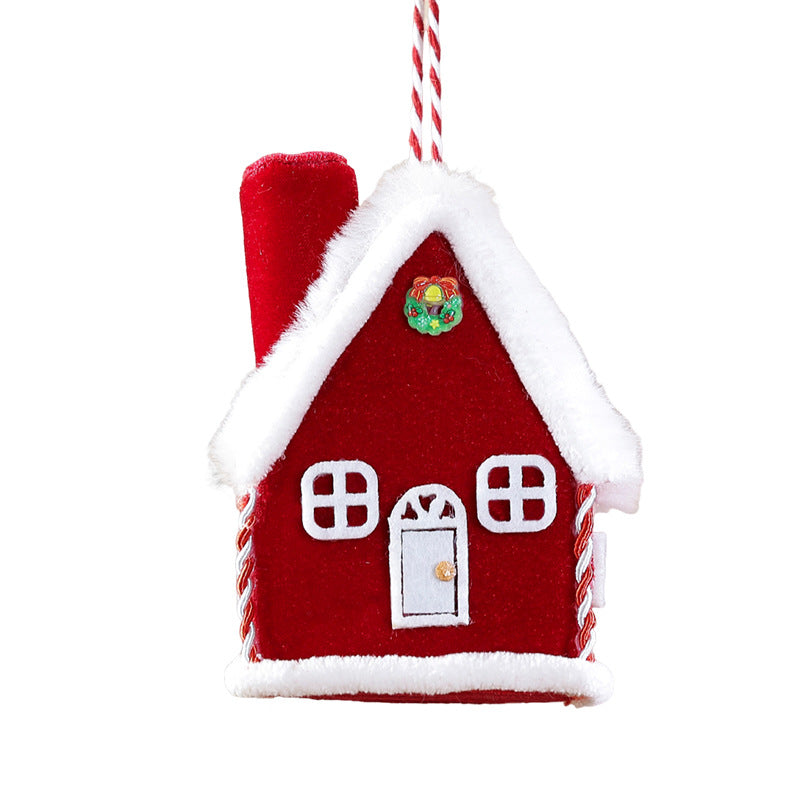 Christmas cabin fabric pendant