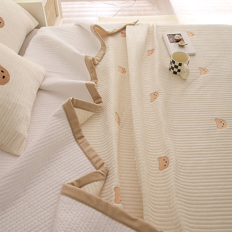 Reversible baby fur bedspread, Korean style