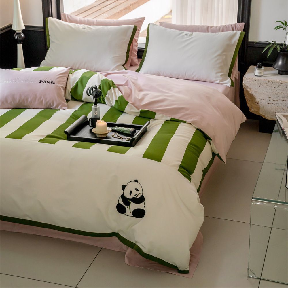 Cotton bedding set, brushed, with cartoon embroidery
