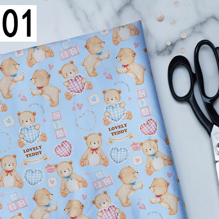 Cotton fabric with teddy bear motifs