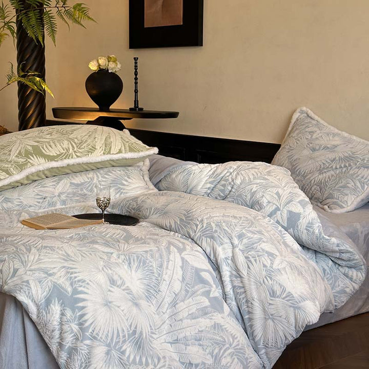 Milk fiber fleece bedding set, winter warm, floral