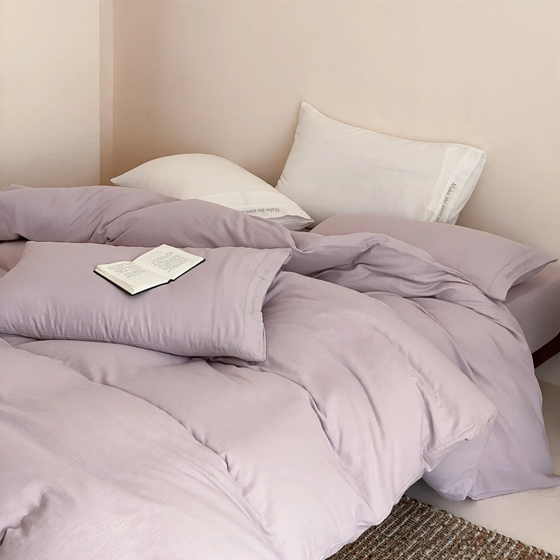 Double-layered cotton muslin bedding set