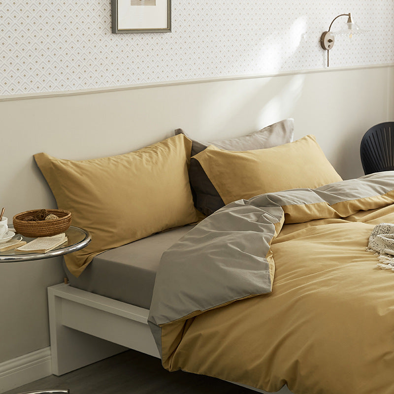 Bedding set, 4-piece, cotton, flock print