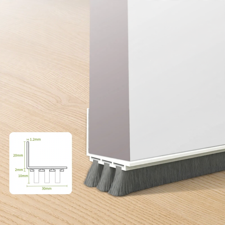 Door underside sealing strips with brush or silicone