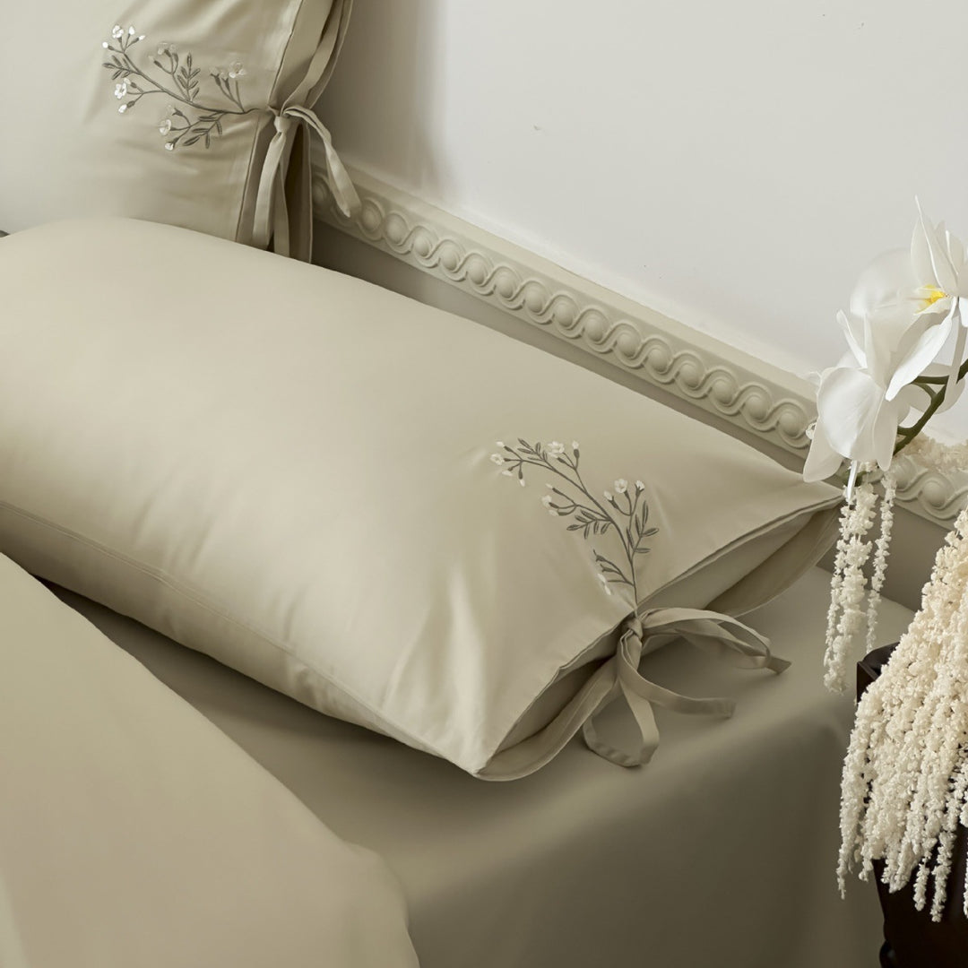 Cotton bedding set, 4-piece, embroidered