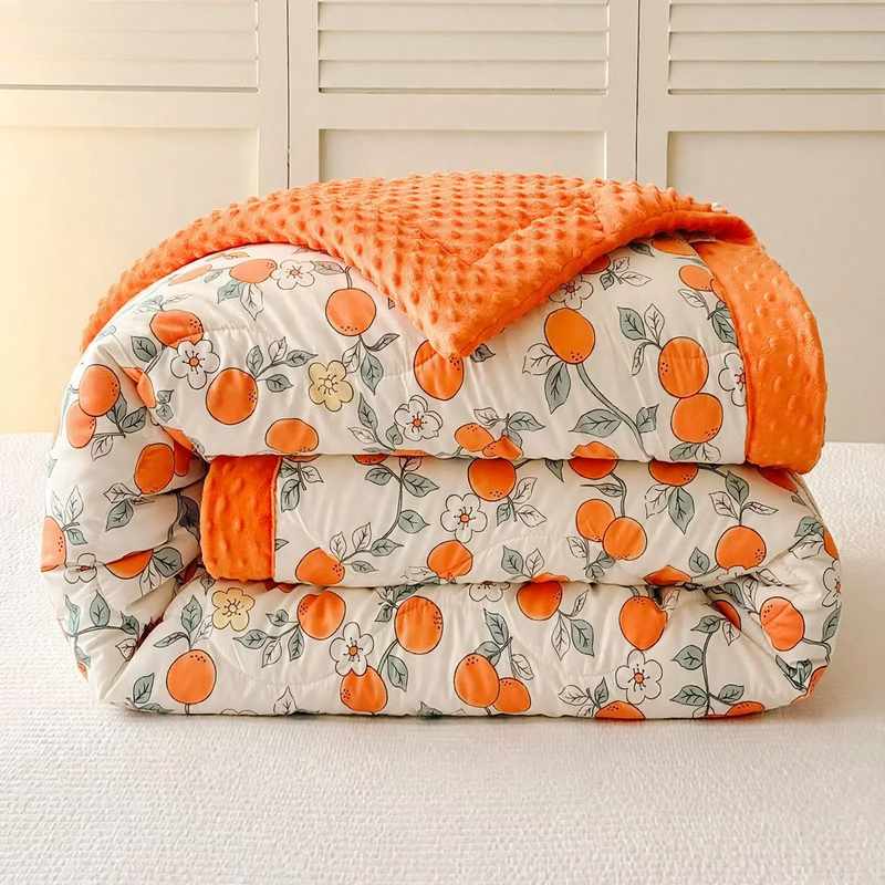 Double-sided cotton duvet with printed pattern