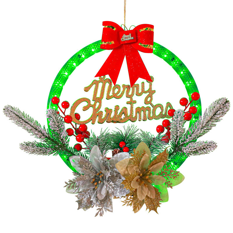 Illuminated Christmas wreath with LED light