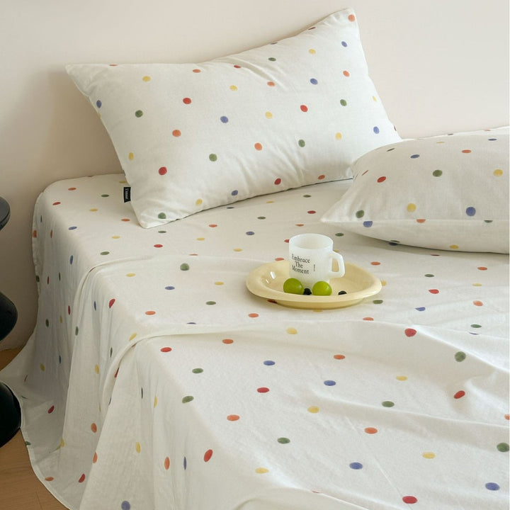 Double-layer cotton fitted sheet, soft and breathable