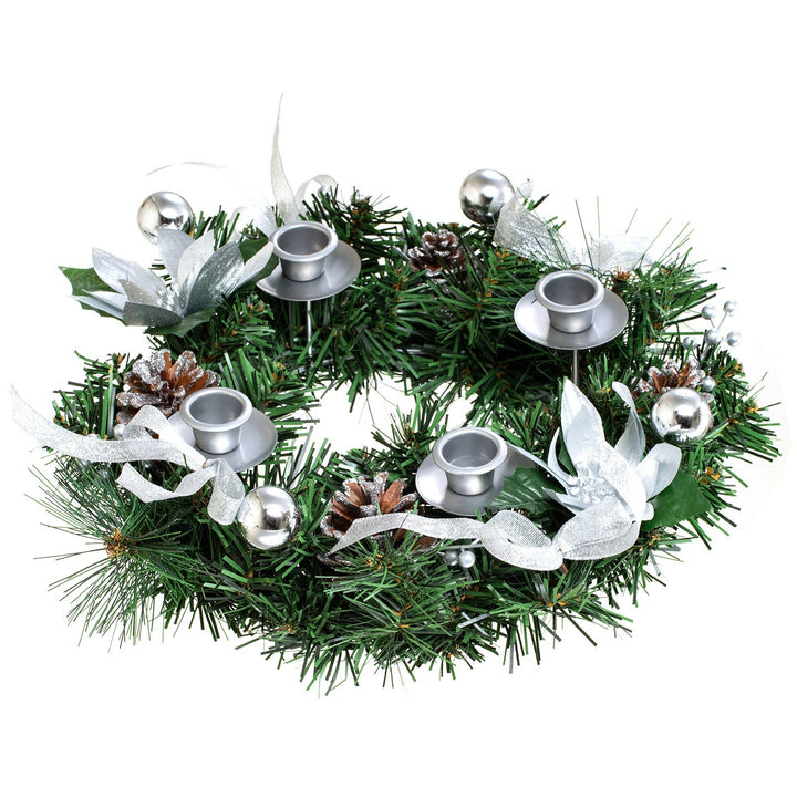 Silver Christmas wreath with ribbon