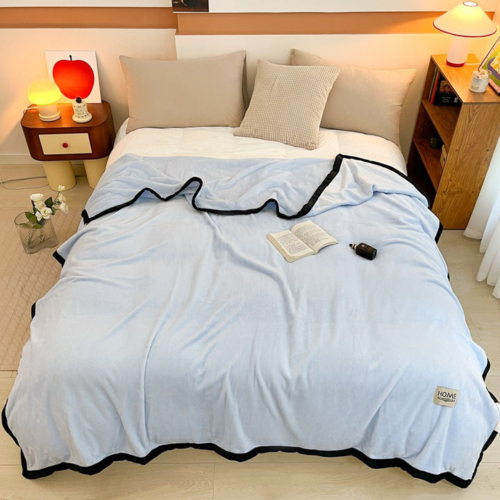 Soft milk fiber fleece throw blanket, solid color