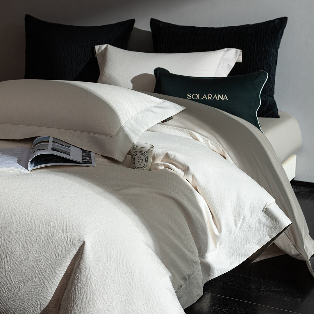 Cotton bedding set, 4-piece, jacquard weave